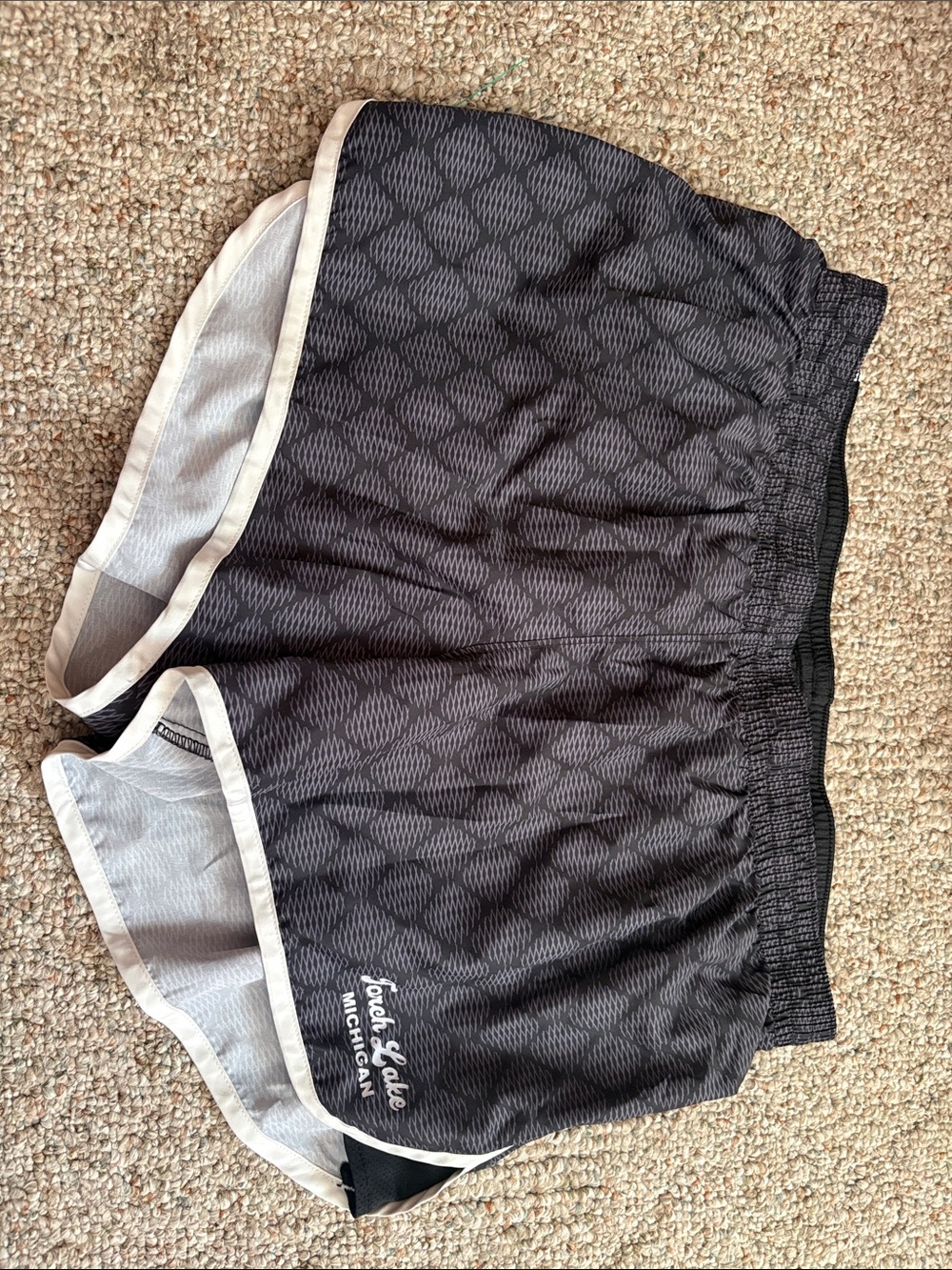 Augusta Sportswear Black Patterned Women's Athletic Shorts with White Trim
